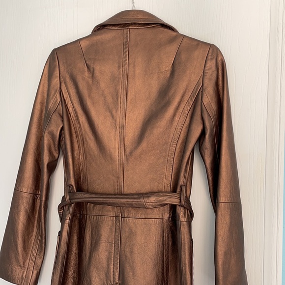 BCBGMaxAzria Leather Metallic Coat Size 4 - Picture 7 of 11